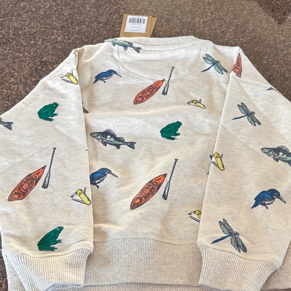 Boden Beige Boys Frogs Fish Canoes Birds Sweatshirt-5-6 YEARS OLD - Picture 7 of 7